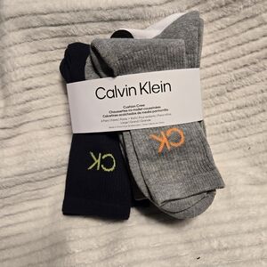 Calvin Klein  Kids Crew Socks - Gray,  White, Dark Blue
